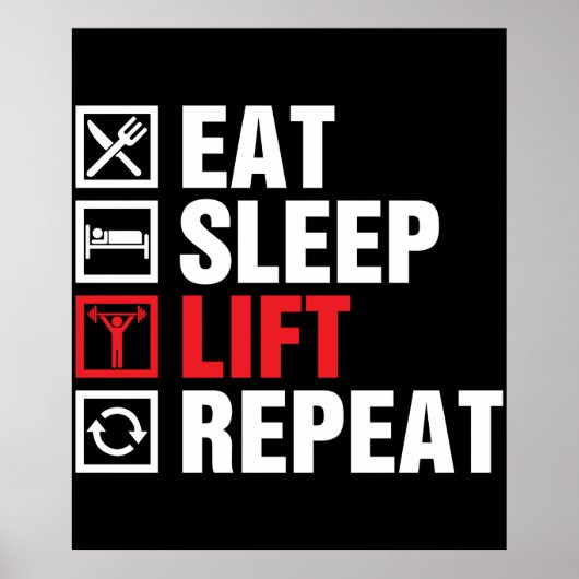 Eat Sleep Lift Herhalen Poster (Voorkant)