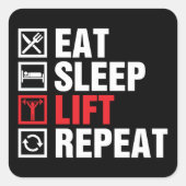 Eat Sleep Lift Herhalen Vierkante Sticker (Voorkant)