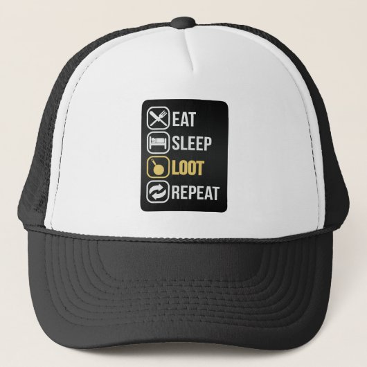 Eat Sleep Loot Herhalen Trucker Pet (Voorkant)
