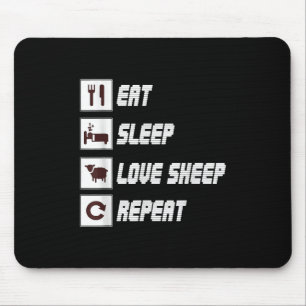 Eat sleep love sheep repeat   Funny Quotes Gift Muismat