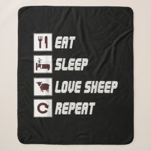 Eat sleep love sheep repeat Funny Quotes Gift Sherpa Deken