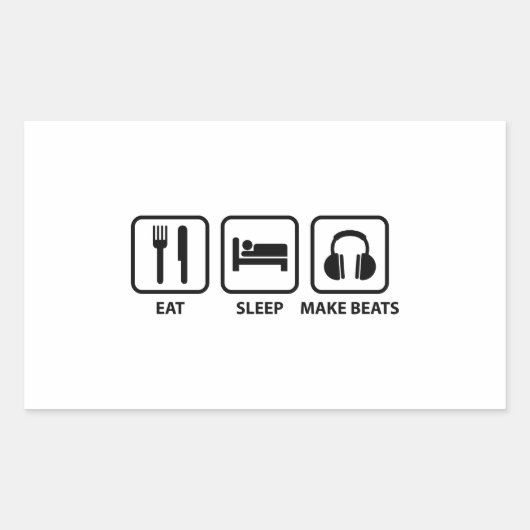 Eat Sleep Make Beats Rechthoekige Sticker (Voorkant)