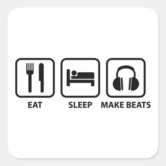 Eat Sleep Make Beats Vierkante Sticker (Voorkant)