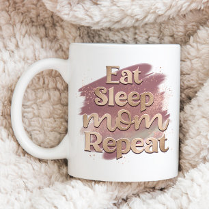 Eat Sleep Mam Herhaal Mauve Waterverf Typografie Koffiemok