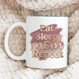 Eat Sleep Mam Herhaal Mauve Waterverf Typografie Koffiemok