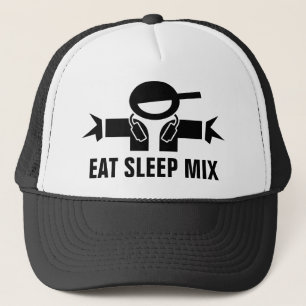 Eat Sleep Mix grappige trucker hoed voor muziek DJ Pet