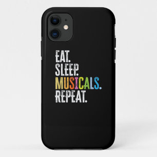 Eat Sleep Musicals Herhalen iPhone 11 Hoesje