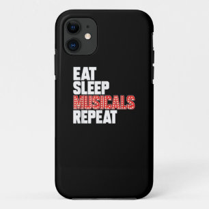 Eat Sleep Musicals Herhalen iPhone 11 Hoesje