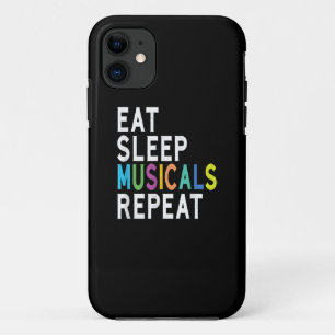 Eat Sleep Musicals Herhalen iPhone 11 Hoesje