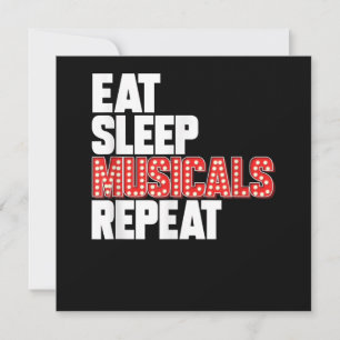 Eat Sleep Musicals Herhalen Feestdagenkaart
