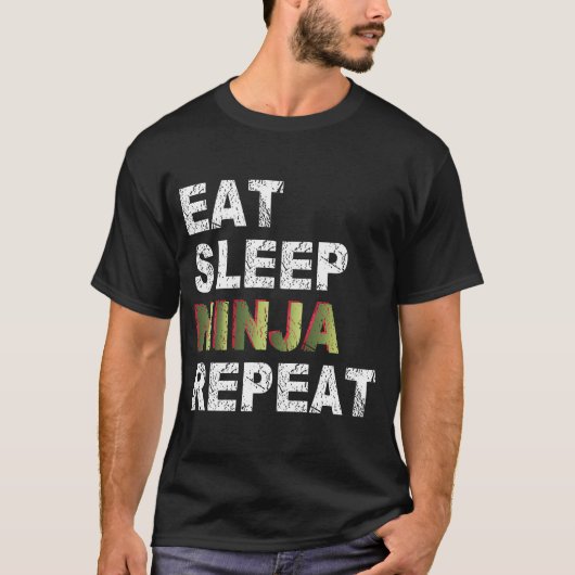 Eat Sleep Ninja Herhalen T-shirt (Voorkant)