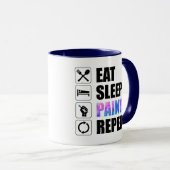 Eat Sleep Paint Herhalen Mok (Voorkant rechts)
