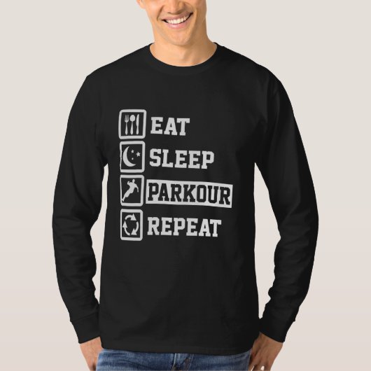 Eat Sleep Parkour Herhaal Parkour T-shirt (Voorkant)