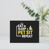 Eat Sleep Pet Sit Herhaal Petsit Briefkaart (Staand voorkant)