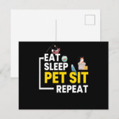 Eat Sleep Pet Sit Herhaal Petsit Briefkaart (Voorkant / Achterkant)