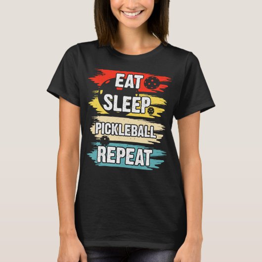 Eat Sleep Pickleball Herhalen T-shirt (Voorkant)