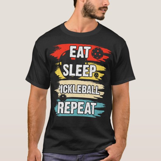 Eat Sleep Pickleball Herhalen T-shirt (Voorkant)