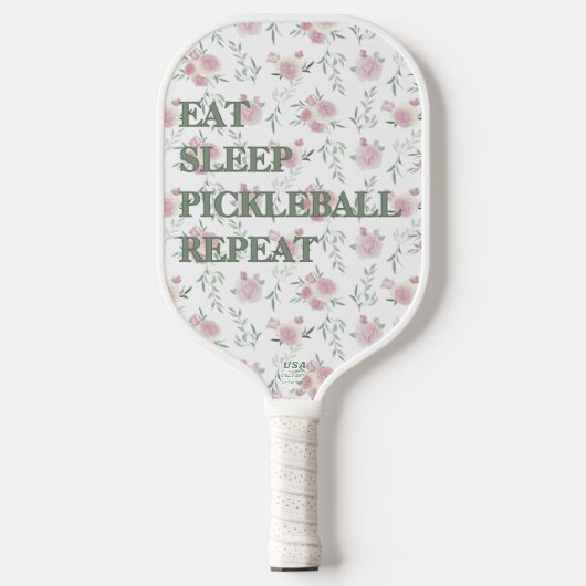 Eat Sleep Pickleball Repeat Floral Girly Paddle (Voorkant)