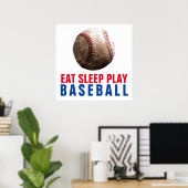 Eat Sleep Play Baseball Poster (Thuiskantoor)