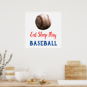 Eat Sleep Play Baseball Poster (Keuken)