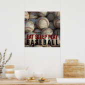 Eat Sleep Play Baseball Poster - Imprimantes uniqu (Cuisine)