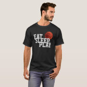 Eat Sleep Play Basketbal Zwart T-shirt (Voorkant volledig)