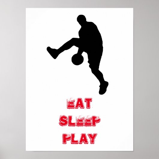 Eat Sleep Play Basketball Player Silhouette Poster (Voorkant)