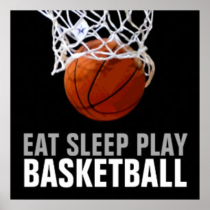 Eat Sleep Play Basketball Poster - Unieke Prints