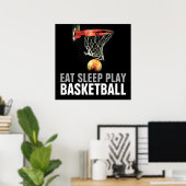 Eat Sleep Play Basketball Quote Poster (Thuiskantoor)