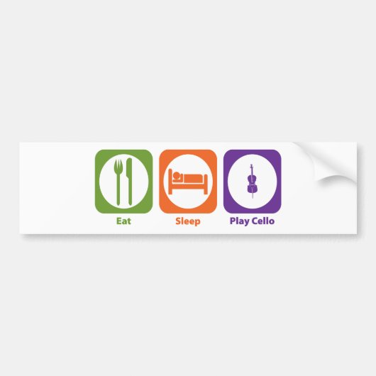 Eat Sleep Play Cello Bumpersticker (Voorkant)