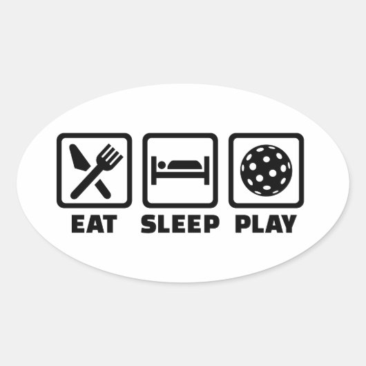 Eat Sleep Play Floorball Ovale Sticker (Voorkant)