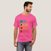 Eat Sleep Play Herhaal videospel T-shirt (Voorkant volledig)