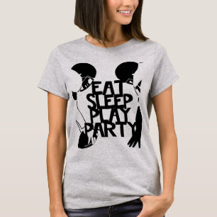 Eat Sleep Play Party Football-spelers T-shirt