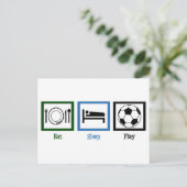 Eat Sleep Play Soccer Briefkaart (Staand voorkant)