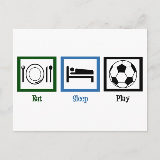 Eat Sleep Play Soccer Briefkaart (Voorkant)