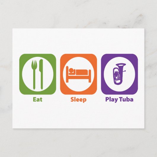 Eat Sleep Play Tuba Briefkaart (Voorkant)
