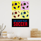Eat Sleep Play Voetbal Artwork Poster (Keuken)