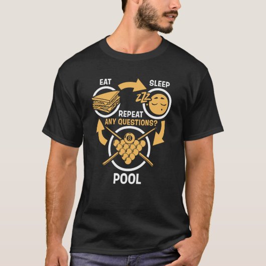 Eat Sleep Pool Herhaal Funny Pool T-shirt (Voorkant)