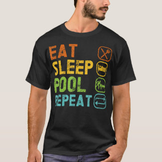 Eat Sleep Pool Repeat Balls Pool Snooker Player Bi T-shirt