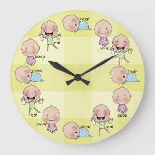 Eat-Sleep-Poop-Baby Nursery-klok Grote Klok