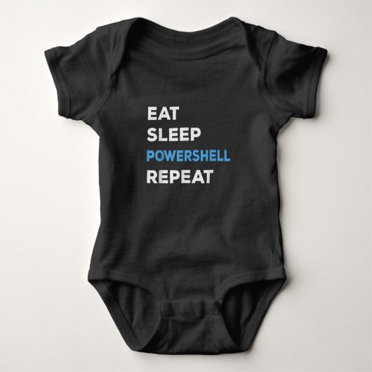 Eat Sleep Powershell herhalen - Mannen Vrouwen Romper (Voorkant)