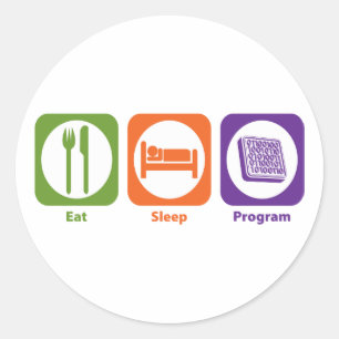 Eat Sleep Program Ronde Sticker