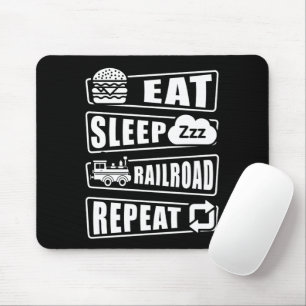 Eat Sleep Railroad Herhalen stoomtrein Muismat