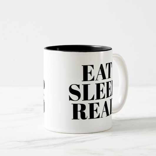 Eat Sleep Read mok | Kute Book Lover Slogan Mok (Voorkant rechts)