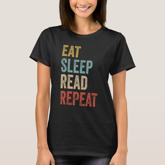 Eat Sleep Read Repo Book Reader T-shirt (Voorkant)