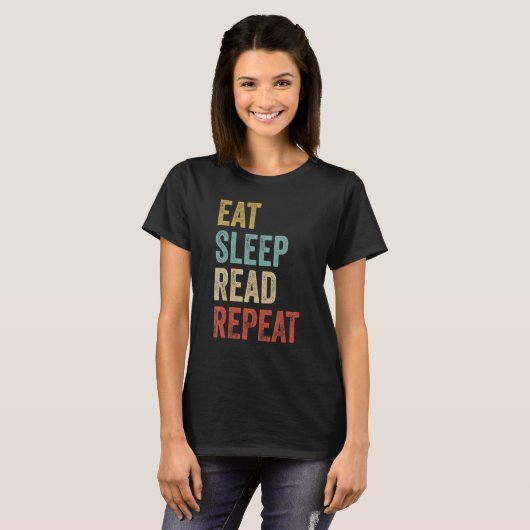 Eat Sleep Read Repo Book Reader T-shirt (Voorkant volledig)