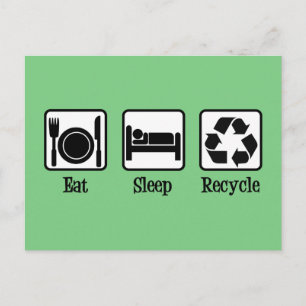 Eat Sleep Recyclen Cute Green Recycling Environmen Briefkaart