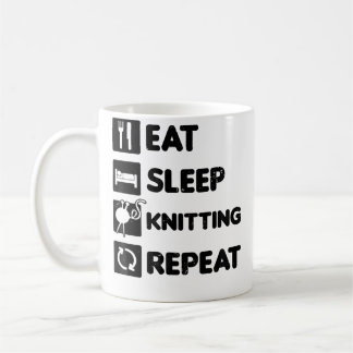 Eat Sleep Repeat Design Knitting Grandma Koffiemok