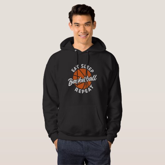 Eat Sleep Repeat White Basketball Hoodie (Voorkant volledig)