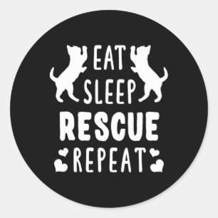 Eat Sleep Rescue Herhaal Kittens voor kat Adoption Ronde Sticker